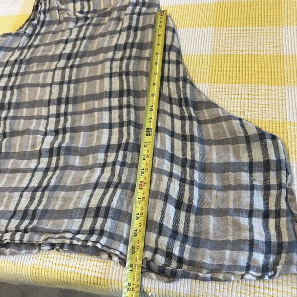 Flax Designs Linen Artistic Tunic Plaid Oversize Size Small P Brown - Picture 11 of 13